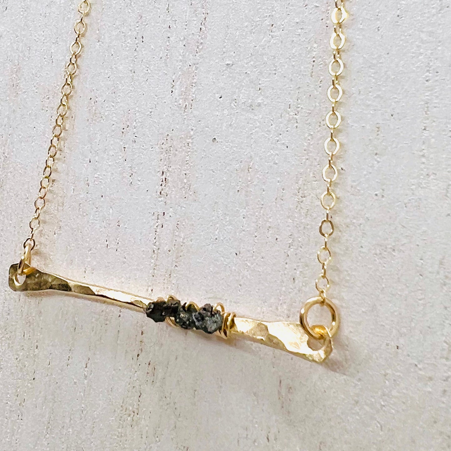 Raw Black Diamond Bar Necklace