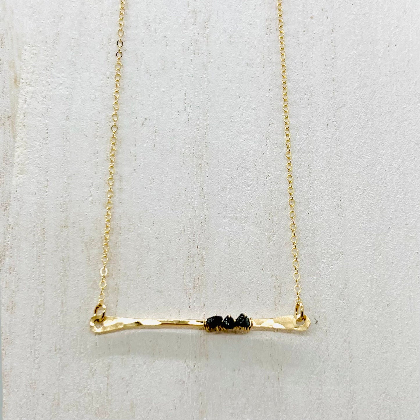 Raw Black Diamond Bar Necklace