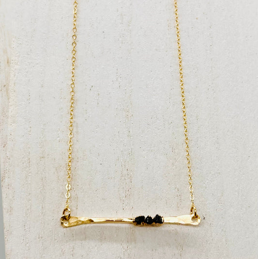 Raw Black Diamond Bar Necklace