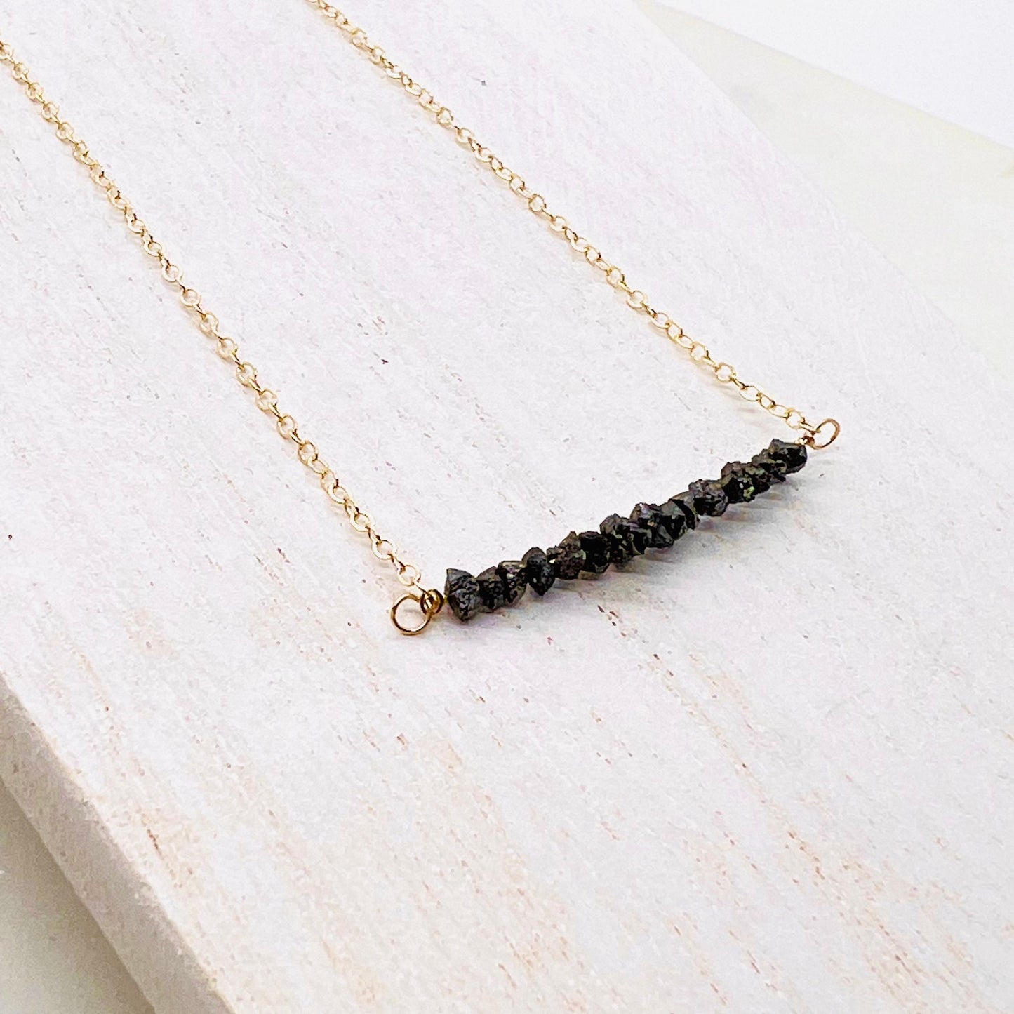 Raw Black Diamond Dainty Necklace