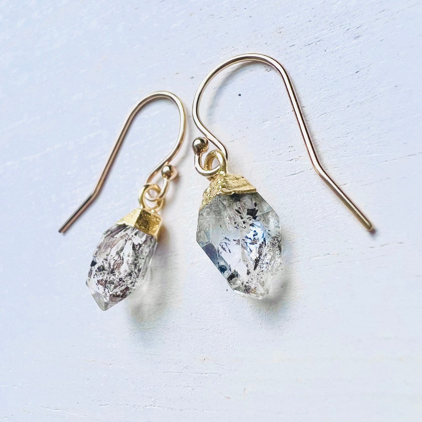 Raw Rough Cut Herkimer Diamond Earrings April Birthstone