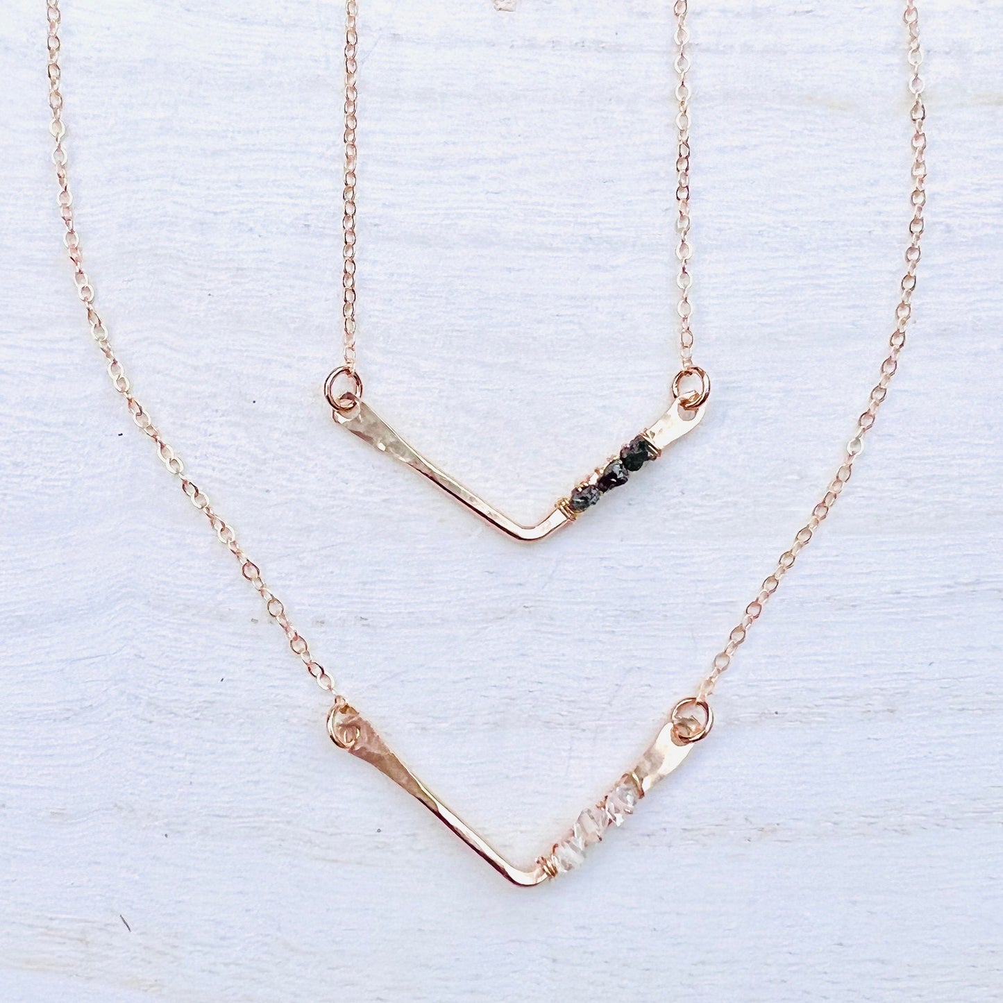 Simple Herkimer Diamond Chevron Necklace