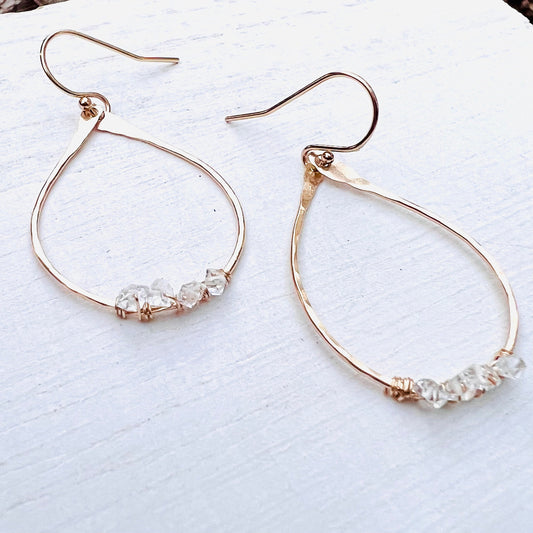 Raw Herkimer Diamond Hoop Earrings