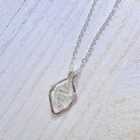 Herkimer Diamond Necklace Framed Floating Diamond Necklace