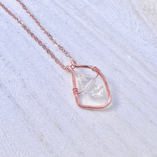 Herkimer Diamond Necklace Framed Floating Diamond Necklace